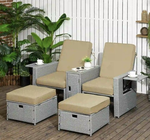 Piece rattan sun lounger - rattan,