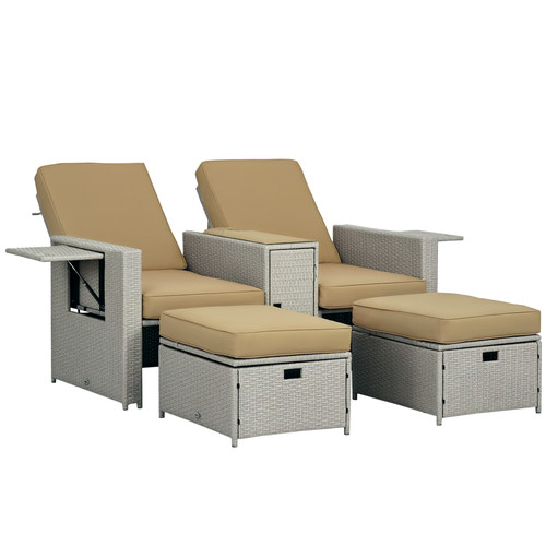 Outsunny recliner rattan - outsunny,