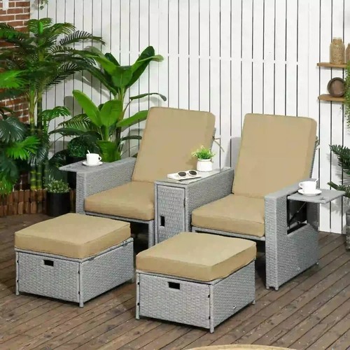 Recliner rattan sun lounger - rattan,