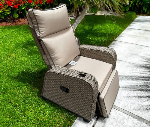 Rattan recliner wicker garden - wicker,