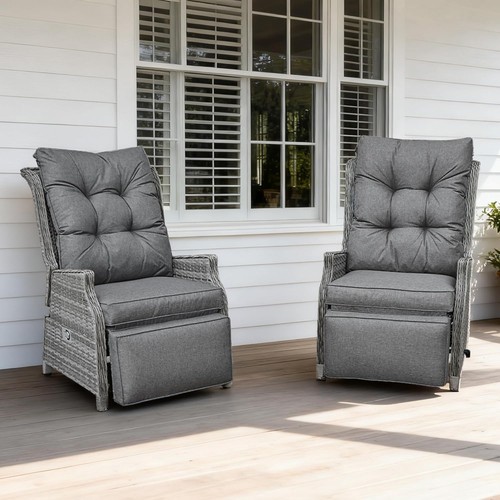 Pair rattan reclining - rattan,