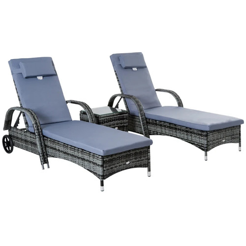 Rattan sun lounger - set, wicker